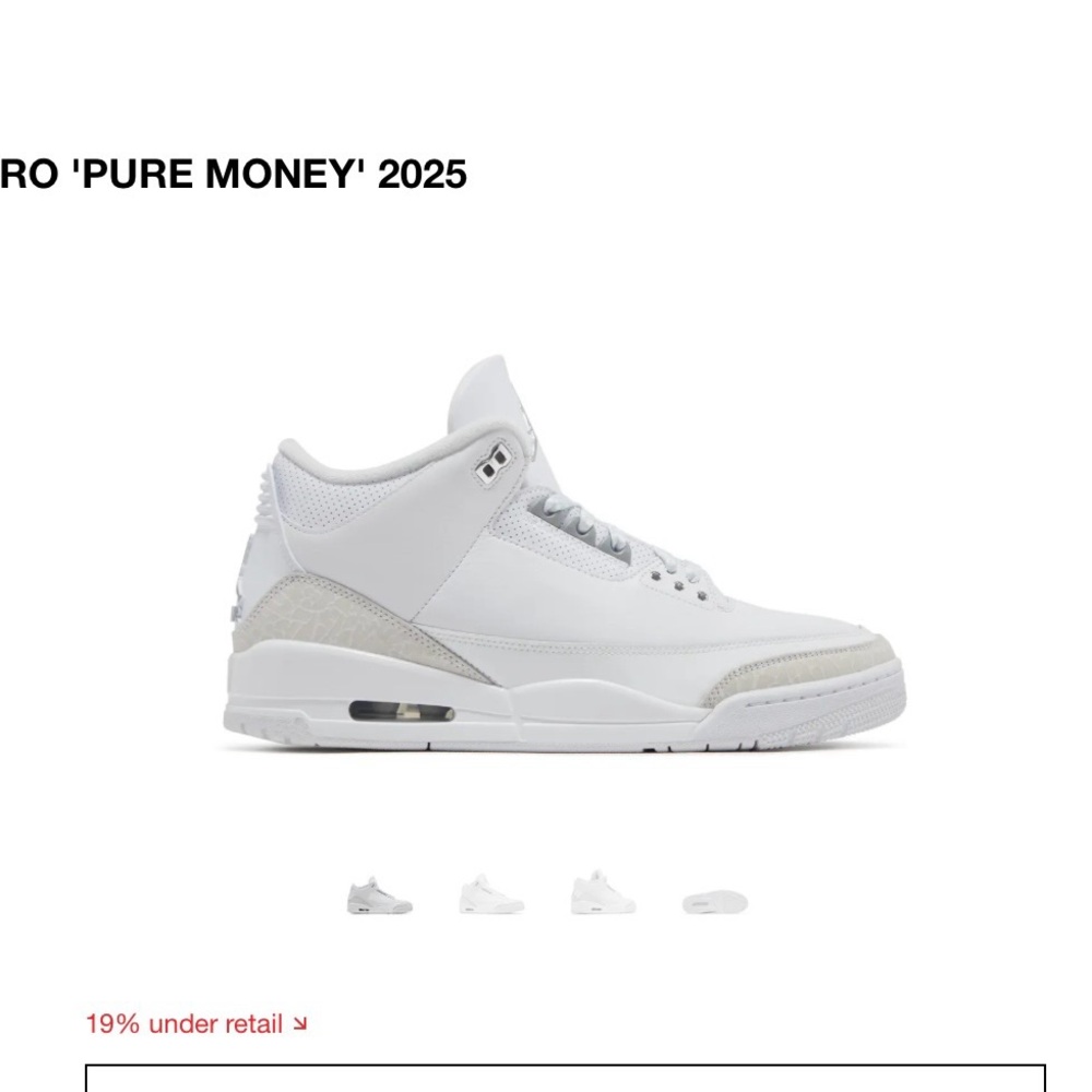 Size 12 Men’s Air Jordan Pure Money 3 Brand new in box, never worn out